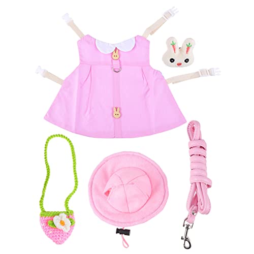 Mipcase Set Pets Leash Costume Set for Rabbits Hamsters and Guinea Pigs Adorable Vest Leash Hat and Accessories for Outdoor Fun and Exercise