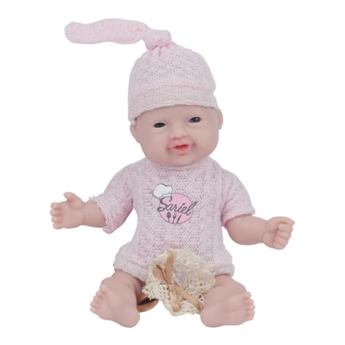 IVITA Muñeca de bebé de silicona reborn, boca abierta, recién nacido, gemelos, muñeca de bebé, suave, puede chupete comer niña 17 cm