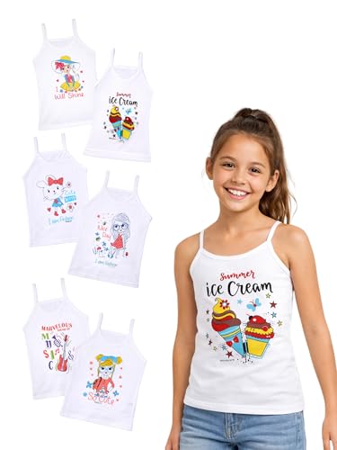 Image of BODYCARE Kids Girl's Regular Fit Vest| 100% Cotton| Skin Friendly | Lightweight | Sleeveless Design | Pack of 6