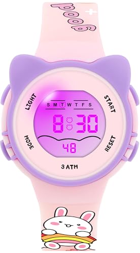 Image of Kids Digital Analog Watches for Girls Boys, 7 Color Lights Waterproof Cute Wristwatches for Kids with Alarm Stopwatch, Great Present for Girls Boys Ages 5-13
