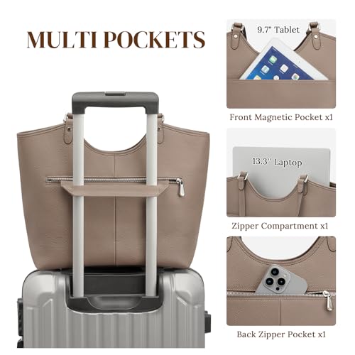 Bolso Tote de cuero para mujer para trabajo y viaje miniatura 4