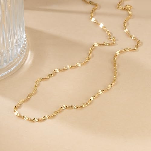 14K Gold Necklaces for Women Dainty Golden Necklace for Women Non Tarnish Thin Gold Chain Necklace Womens Fusion of Art and Aesthetics Necklaces for Mens Golden Chain 16,18,20,22,24 Inches3