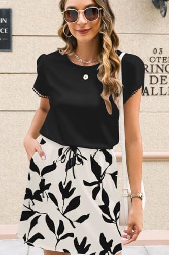 ETCYY NEW Womens Summer Dresses Tie Front Chic Mini Dress Petal Short Sleeve with Pockets2