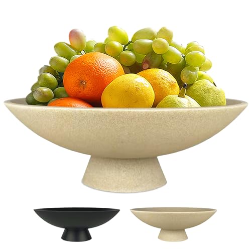 Large Decorative Fruit Bowl for Kitchen Counter, Modern Resin Pedestal