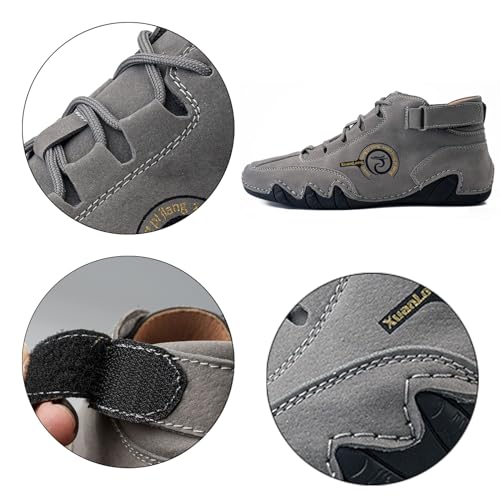 Lossarye Men's Italian Handmade Chukka Boots Adjustable Waterproof Non-Slip Outdoor Casual Walking Sneakers Leather Driving Beck Shoes Fashion High Boots2