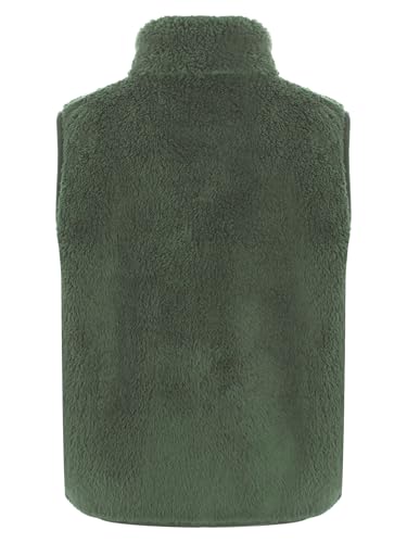 Kids Girls Flannel Vest Stand Collar Sleeveless Hidden Zipper Blazer Coat with Pockets Thermal Casual Outerwear2