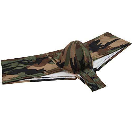 Jaxu Men's Hip-Hop Pattern Thong Boxers Camouflage Sexy Guys Briefs Bodybuilding Underwear Club Pouch Thong Trunks Pants M #TOP1