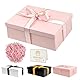 Luxus Geschenkbox mit Deckel 25 x 18 x 8,5 cm, Premium Geschenkbox Mädchen Set mit Schleife, Grußkarte und Füllmaterial, Schachtel Groß für Hochzeit Muttertag Geburtstag Weihnachten (Rosa)