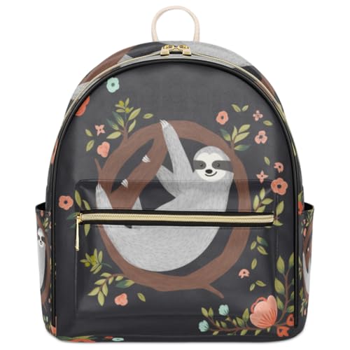 Sac à dos femme cuir pour l'école et les voyages, motif floral 9L