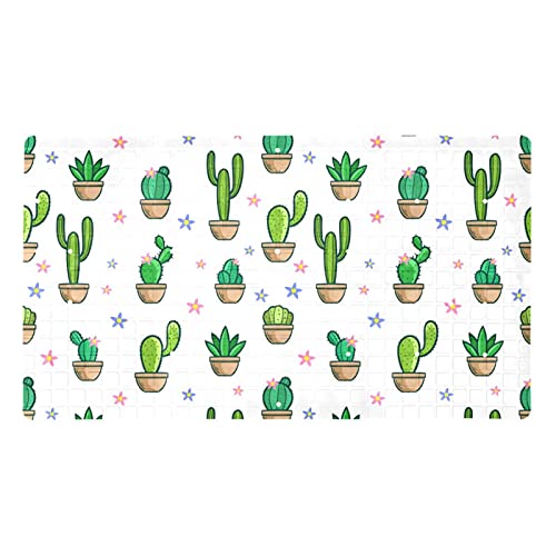 Alfombrilla de ducha para bañera familiar con estampado de cactus y orificios 2