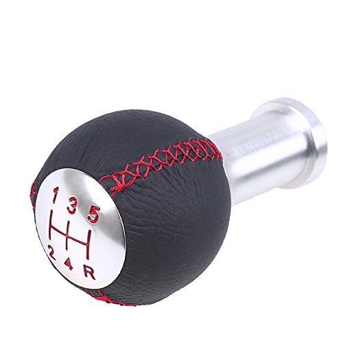 New Style Red Stitched Black Leather Universal Car Auto SUV Manual 5