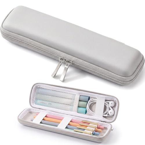 Image of Mudder Hard Shell Slim Pencil Case Small Pen Bag Stylus Case Holder EVA Waterproof Pocket Protectors Organizer for Fountain Pen Headphones Traveller Adults(Gray)