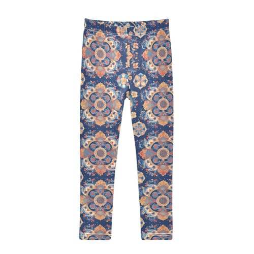 KLL Bohemian Mandala Oil Painting Girls Basic Leggings Soft Full Length Activewear Sports