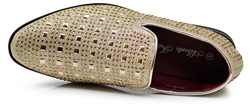 Image of SPK11 Men's Vintage Fashion Rhinestone Designer Dress Loafers Slip On Shoes Classic Tuxedo Dress Shoes