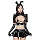 SNOMYRS Leder Kleid Sexy Bunny Anime Cosplay Dessous Goth Dark Corset Wet Look Latex Bodysuit Top Und Rock 4-teilig