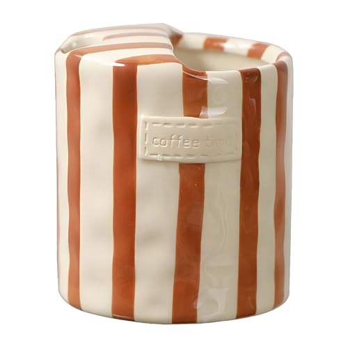 Tazas, Mug de cerámica retro pintado a mano con rayas, taza vintage para café, jugo, latte, bebidas calientes y frías, ideal para Navidad, decoración de escritorio en casa u oficina, taza Tazas, Mug de cerámica retro pintado a mano con rayas, taza vintage para café, jugo, latte, bebidas calientes y frías, ideal para Navidad, decoración de escritorio en casa u oficina, taza