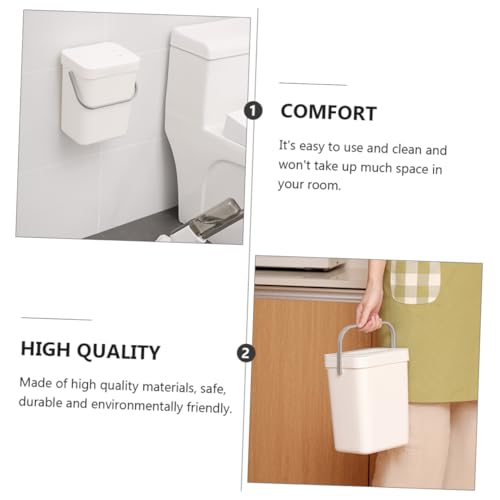 Caneca de basura de pared con tapa 3L plástica blanca miniatura 3