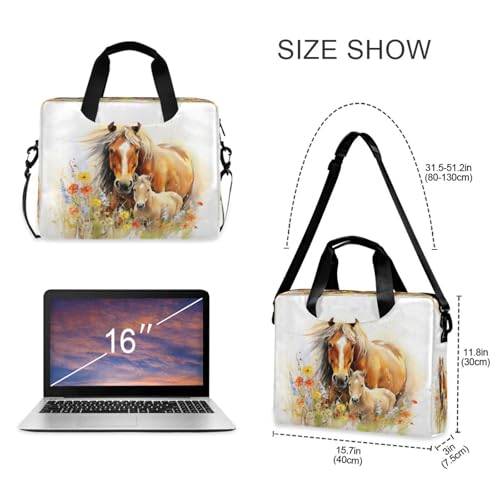 Funda para laptop con diseño de caballo y flores miniatura 3