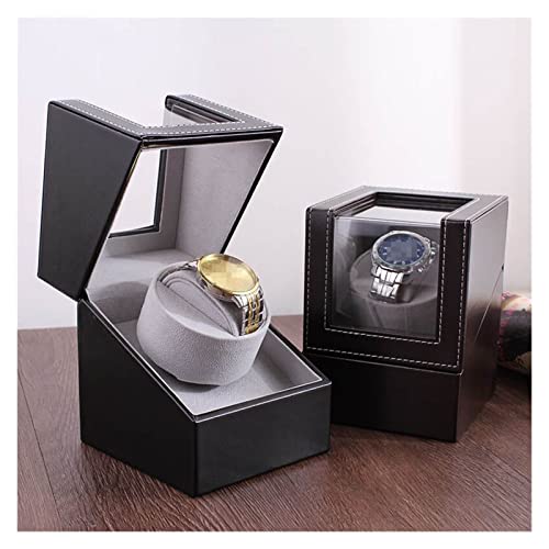 Enrollador de relojes Motor enrollador de relojes Agitador de relojes Enrollador de relojes PU Estuche Soporte Exhibidor Automático Mecánico Negro Marrón Caja enrolladora de relojes automática (N