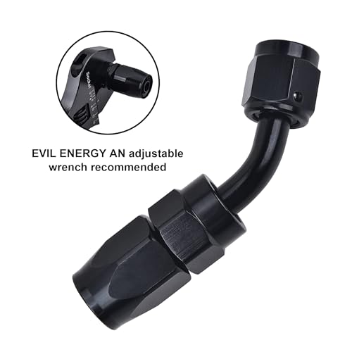 Image of EVIL ENERGY 10AN Hose End Fitting 45 Degree Swivel for CPE Braided Hose Black 2PCS