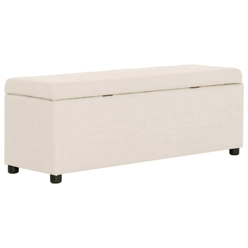 vidaXL Banco Almacenaje Tapizado Poliéster Arcón Cojín Asiento Acolchado Caja Almacenamiento Interior Dormitorio Entrada Baúl Puf Zapatero Color Crema