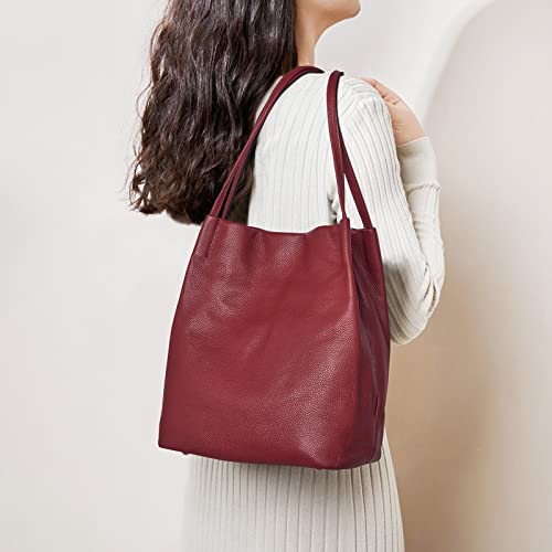 Image of Kattee Women Soft Genuine Leather Totes Shoulder Bag Purses and Handbags with Top Magnetic Snap Closure