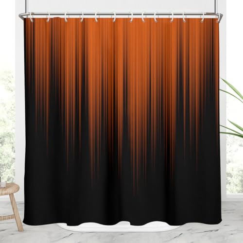 Image of AAtter Orange and Black Shower Curtain Standard Abstract Ombre Terracotta Boho Simple Artwork Men Adult Gradient Art Home Bathroom Decor Bathtub Set with 12 Hooks, 72x72, Fashion