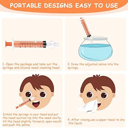 Miniatura 4 de Vicloon Irrigador nasal para bebé, 6 jeringas nasales para bebé, jeringa irrigador nasal con punta de succión nasal de silicona limpia y