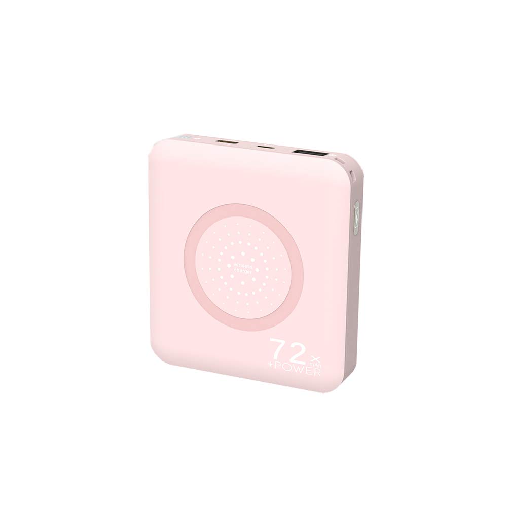 WangLx Ele Wireless Portable Charger 7200mAh Charging Pad, With Adjustable Bracket Power Bank Compatible with iPhone X/XS/8, Samsung Galaxy S9/S8/S7/S6 Edge+ and all QI-enabled Smartphones, Pink