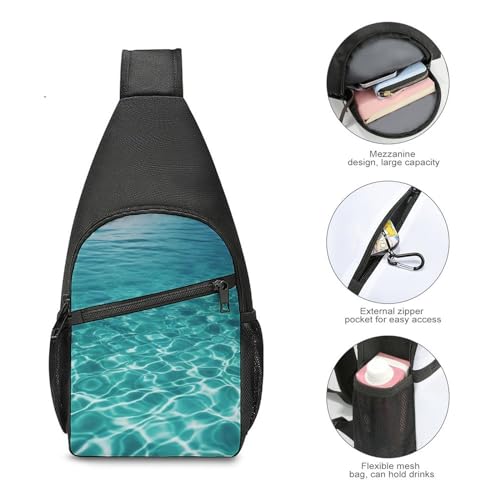 Mochila tipo sling para deporte y senderismo Azul Aqua miniatura 5