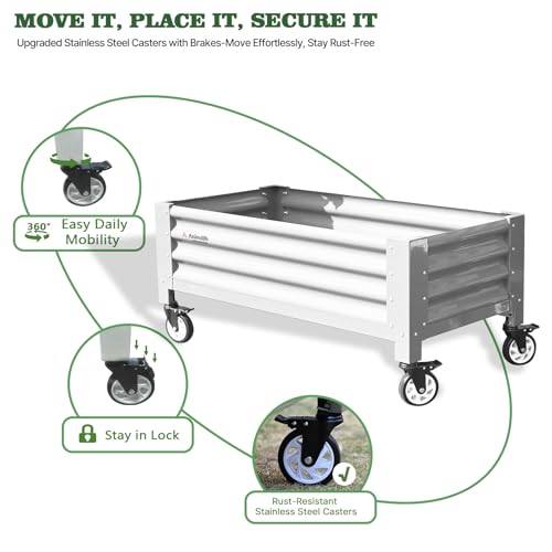 Image of Anleolife Low-Profile Elevated Raised Garden Bed, Antique White
