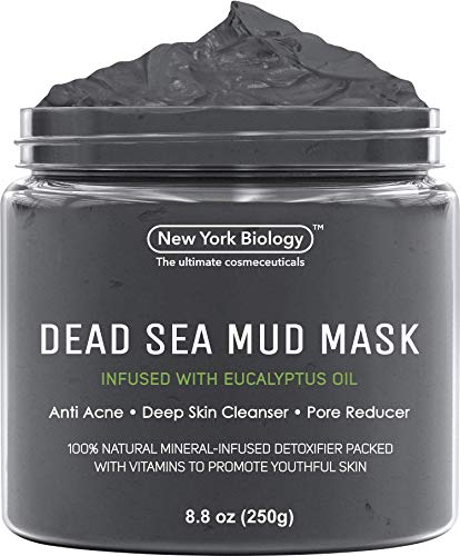 New York Biology Dead Sea Mud Mask for Face and Body Infused with Eucalyptus - Spa Quality Pore Reducer for Acne, Blackheads and Oily Skin - Tightens Skin for A Healthier Complexion - 8.8 oz