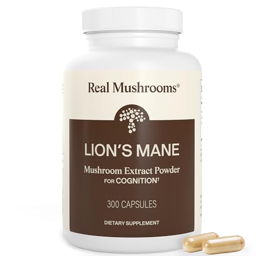Real Mushrooms Lion’s Mane Supplement Capsules - Organic Lions Mane Extract for Overall Wellbeing - Beta Glucan Suppleme - Detailed View