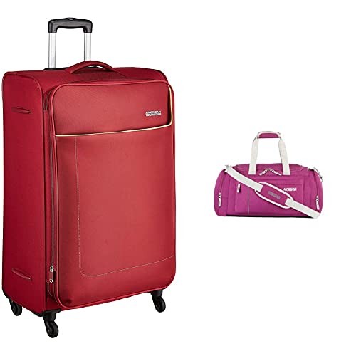 Image of American Tourister Jamaica Polyester 80CM Wine RED Soft Suitcase