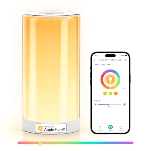 meross Smart WiFi Bedside Lamp LED RGBWW Touch Table Lamp Works with HomeKit Alexa and Google Home Timer 2700-6500K 1% to 100% Brightness Ambient Light Lamp for Bedroom Kids Living Room Decor