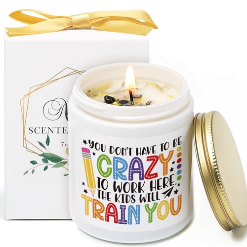 Teacher Appreciation Gift Candle Funny Teachers Candle You Dont Have to Be Crazy to Work Here The Kids Will Train You 7oz Lavender Candles for Teachers Retirement Birthday