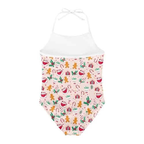 Image of Christmas Girls One-Piece Swimsuits Beach Halter Swimwear Bathing Suit for 3-10 Years
