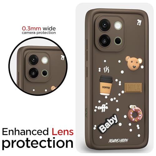 Image of Pikkme Back Cover for OnePlus 13S 5G | 3D Bear Silicone Cute & Fun Coffee Cartoon | Full Body Protection Bumper Case (Brown)