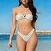 Women High Cut Bikini Sets Cheeky Triangle Bathing Suits Two Piece Fashion Summer Beach Triangle Swimsuits Beige