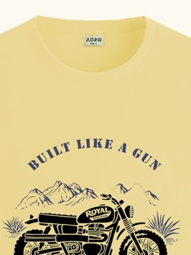 Image of ADRO Men's Royal Bike Design Printed 100% Cotton T-Shirt - Regular Fit, Printed T-Shirts for Men