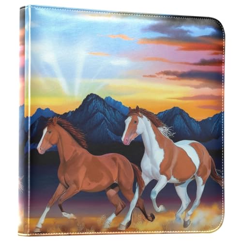 Álbum de Fotos Adhesivo DIY Scrapbook con diseño de caballos corriendo al atardecer, Encuadernador de 3 anillos, 40 páginas, 8x10 para recuerdos miniatura 1