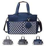 [SJGEIDM] おむつバッグ トートバッグ、大容量 多機能 防水 旅行マザーズバッグ メッセンジャーバッグ おしゃぶりホルダー付き 『高見えママバッグ 軽くて大容量』 トートバッグ マザーズバッグ 撥水 カジュアル 旅行 出産祝 収納バッグデザイン (ブルー)