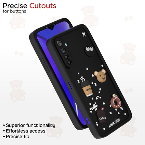 Image of Pikkme Back Cover for Realme XT /Realme X2 | Cute Fun Cartoon 3D Bear Silicone Full Body Protection Bumper Case (Black)