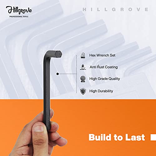 Image of Hillgrove 9 Pieces AKS2 Full Hex Allen Key Kit Bolt Spanner Goti Wrench L Shape Repair Tool Set for Bike /Bicycle /Cycle /Guitar Allen Key Set