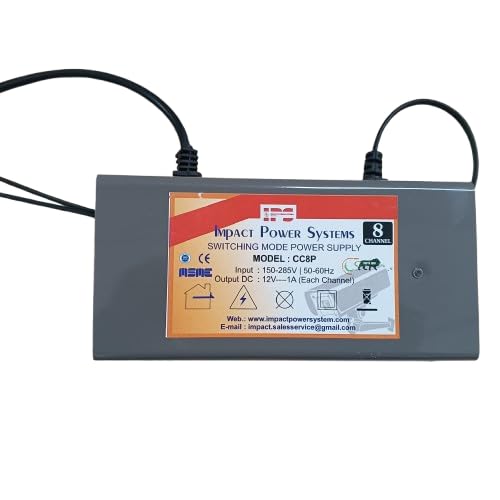 IPS 8 Channel AC 150-285V SMPS Output, Power Supply Adapter up to 8 CCTV Cameras Power Supply for Video Surveillance Camera System (Metal Body)
