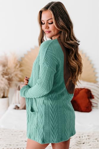 Women's Medium Grey Textured Cardigan with Pocket2