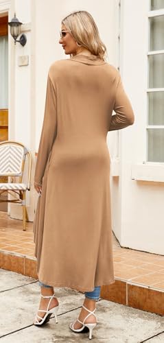 Image of Newchoice Womens Long Cardigan Summer Casual Draped Open Front Lightweight Long Sleeve Cardigan Duster with Pockets