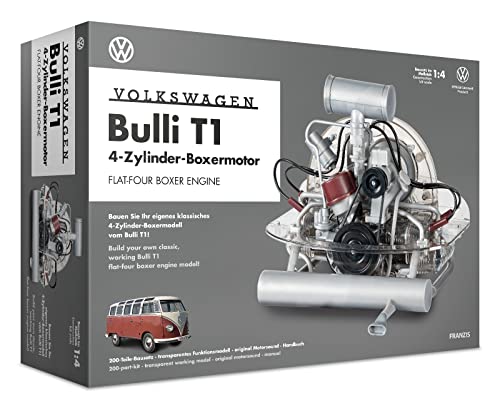 Franzis VW Bus Bulli T1 1:4-Scale Flat-Four Boxer Engine Model Kit with Official Collector's Handbook