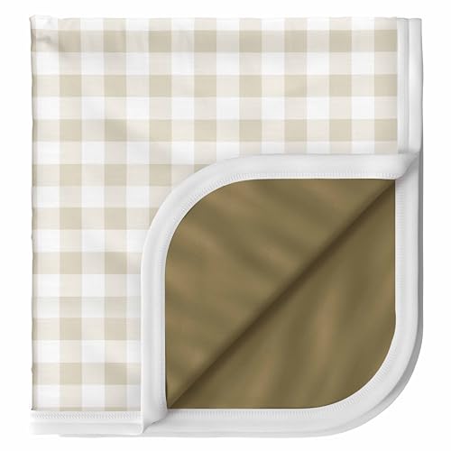 Image of Pobibaby Premium Baby Blanket, Soft Stretchy Quilt for Babies, Toddlers, Kids (Gingham Khaki)