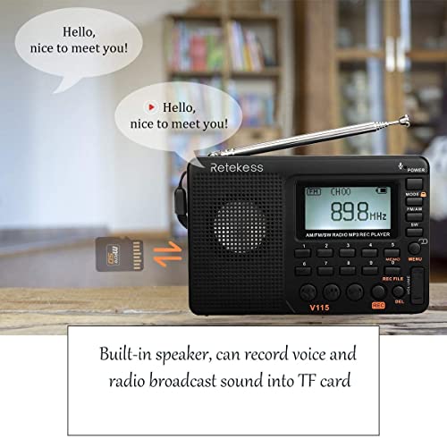 Retekess V115 Digital Am Fm Radio, Portable Shortwave Radio, Support Micro Sd And Aux Record, And Tr629 Portable Shortwave Radios, Digital Radio Am Fm Plug In With Dsp #TOP3